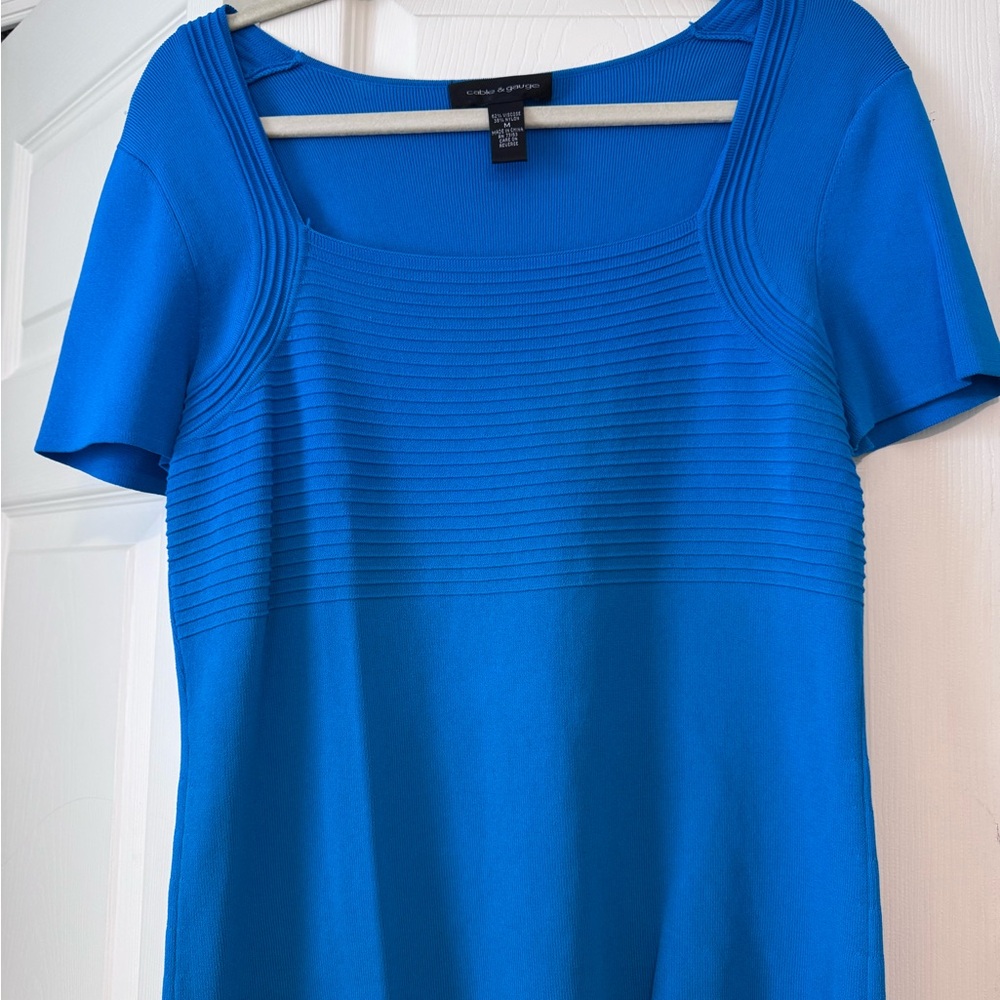 Cable & Gauge Vibrant Royal Blue Short Sleeve Sweater